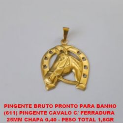 PINGENTE BRUTO PRONTO PARA BANHO (611) PINGENTE CAVALO C/ FERRADURA  25MM CHAPA 0,40 - PESO TOTAL 1,6GR BRU0940