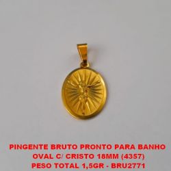 PINGENTE BRUTO PRONTO PARA BANHO  OVAL C/ CRISTO 18MM (4357) PESO TOTAL 1,5GR - BRU2771
