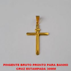PINGENTE BRUTO PRONTO PARA BANHO  CRUZ ESTAMPADA 30MM(32) (FERRAMENTA ANTIGA) PESO TOTAL 0,9GR - BRU4492