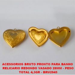 PINGENTE BRUTO PRONTO PARA BANHO  RELICARIO REDONDO VASADO 26MM - PESO TOTAL 4,3GR - BRU2945