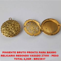 PINGENTE BRUTO PRONTO PARA BANHO  RELICARIO REDONDO VASADO 27MM - PESO TOTAL 4,2GR - BRU3837