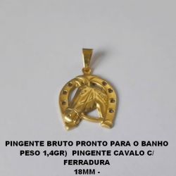 PINGENTE BRUTO PRONTO PARA O BANHO  PESO 1,2GR) PINGENTE CAVALO C/ FERRADURA 18MM C/ CABEÇA-  (2508) - BRU0948
