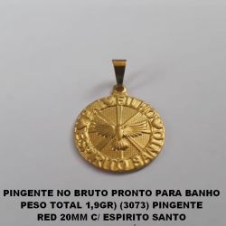 PINGENTE NO BRUTO PRONTO PARA BANHO PESO TOTAL 1,9GR) (3073) PINGENTE RED 20MM C/ ESPIRITO SANTO PAI/FILHO/ESPÍRITO  SANTO - BRU2452