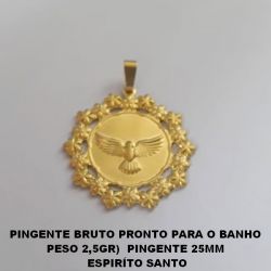 PINGENTE BRUTO PRONTO PARA O BANHO  PESO 2,5GR)  PINGENTE 25MM ESPIRÍTO SANTO  C/ BORDA FLORES (833) BRU1941
