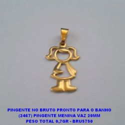 PINGENTE NO BRUTO PRONTO PARA O BANHO (2467) PINGENTE MENINA VAZ 20MM PESO TOTAL 0,7GR - BRU5750