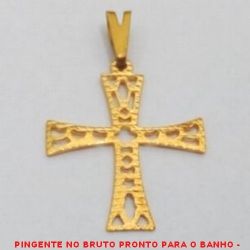 PINGENTE NO BRUTO PRONTO PARA O BANHO -  PINGENTE DE CRUZ VAZADA - TAMANHO:2,8CM -  PESO:0,4GR - BRU1165