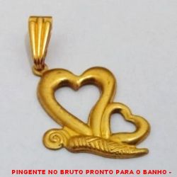PINGENTE NO BRUTO PRONTO PARA O BANHO -  PINGENTE DE CORAÇÕES - TAMANHO:3,0CM -  PESO:0,6GR - BRU0891