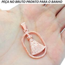 PINGENTE NO BRUTO PRONTO PARA O BANHO JA NO COBRE NOSSA SENHORA APARECIDA BAIXA FUSÃO TAMANHO APROXIMADO:3CM 5GR REF:BRU772