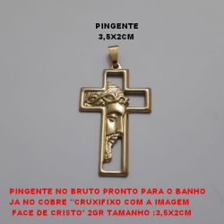 PINGENTE NO BRUTO PRONTO PARA O BANHO (607) JA NO COBRE ''CRUXIFIXO COM A IMAGEM  FACE DE CRISTO' 2GR TAMANHO APROXIMADO:3,5X2CM :BRU1611