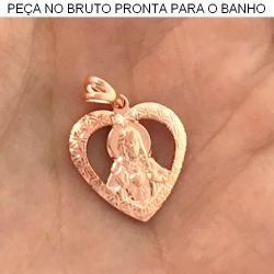 PINGENTE NO BRUTO PRONTO PARA O BANHO JA NO COBRE EM FORMA DE CORAÇÃO JESUS TAMANHO APROXIMADO:2,5CM 1,5GR REF:BRU1337