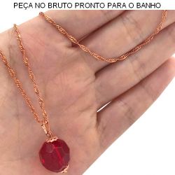 GARGANTILHA NO BRUTO PRONTO PARA O BANHO CRISTAL ACRÍLICO 3,3GR TAM APROX CORRENTE:45CM TAM APROX PINGENTE:2CM REF:BRU1750