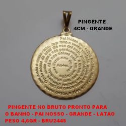 PINGENTE NO BRUTO PRONTO PARA O BANHO (535) PING MED 40MM C/ ORAÇ PAI NOSSO PORT CHAPA 0,40 - PESO TOTAL 1,9GR -  BRU2445