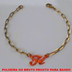 PULSEIRA NO BRUTO PRONTO PARA BANHO COM CORRENTE CARTIER 1.0 - FECHO LAGOSTA  E PINGENTE FÉ - TAMANHO 19CM - PESO TOTAL 4,3GR BRU1245