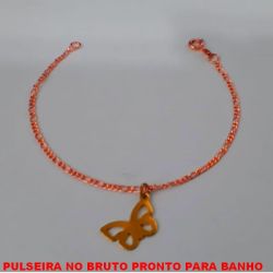 PULSEIRA NO BRUTO PRONTO PARA BANHO COM CORRENTE E PINGENTE SUPER DELICADA TAMANHO 18CM - PESO 1,7GR - BRU1306