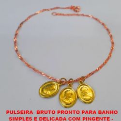 PULSEIRA  BRUTO PRONTO PARA BANHO SIMPLES E DELICADA COM PINGENTE -  PESO 2,2GR - BRU1772