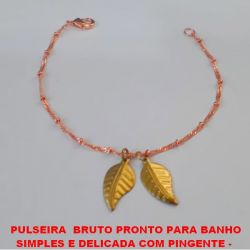 PULSEIRA BRUTO PRONTO PARA BANHO SIMPLES E DELICADA COM PINGENTE -  PESO 2,2GR - BRU1764
