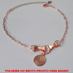 PULSEIRA NO BRUTO PRONTO PARA BANHO  (PESO 2,6GR) CORRENTE CARTIER FININHA COM MEDALINHA DO PAI NOSSO DE 10MM BRU1354