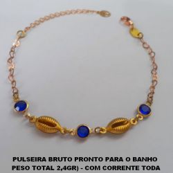 PULSEIRA BRUTO PRONTO PARA O BANHO  PESO TOTAL 2,4GR) - COM CORRENTE TODA EM CORAÇÃO 18CM+EXTENSOR-  FECHO LAGOSTA - CRISTAL  BUZIOS  BRU3098