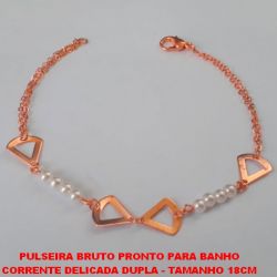 PULSEIRA BRUTO PRONTO PARA BANHO CORRENTE DELICADA DUPLA - TAMANHO 18CM COM FECHO LAGOSTA - TODA EM PEROLAS COLORIDO - PESO TOTAL 2,2GR - BRU3513