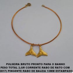 PULSEIRA BRUTO PRONTO PARA O BANHO PESO TOTAL 2,GR CORRENTE RABO DE RATO COM  (3817) PINGENTE RABO DE BALEIA 13MM ESTAMPADO TAMANHO 20CM - BRU0813