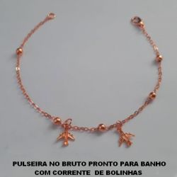 PULSEIRA NO BRUTO PRONTO PARA BANHO COM CORRENTE  DE BOLINHAS  TAMANHO 18CM - PESO TOTAL 1,9GR -  BRU4656
