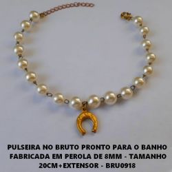 PULSEIRA NO BRUTO PRONTO PARA O BANHO TODA FABRICADA EM PEROLA DE 8MM - TAMANHO 20CM+EXTENSOR - BRU0918