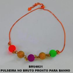 PULSEIRA NO BRUTO PRONTO PARA BANHO  AJUSTAVEL EM VENEZIANA( COM DUAS CONTA DIAMANTADA E CONTAS DE 8MM ''MODELO COLORIDO'') PESO TOTAL 3,.5GR - BRU4821