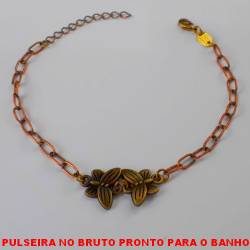 PULSEIRA NO BRUTO PRONTO PARA O BANHO CORRENTE CADEADO 0,80 -COM DUAS BORBOLETA EM ALTA FUSÃO - COM FECHO LAGOSTA - PESO 4,6GR - 19CM+EXTENSOR - BRU3887