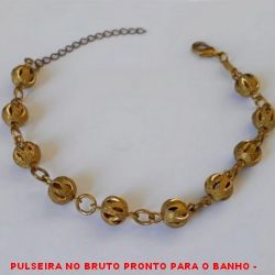 PULSEIRA NO BRUTO PRONTO PARA O BANHO -  PULSEIRA FEMININA DE BOLINHAS DIAMATADAS  DE 8MM COM FECHO LAGOSTA E EXTENSOR -  TAMANHO:18,8CM - PESO:5,6GR - BRU3870