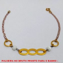 PULSEIRA NO BRUTO PRONTO PARA O BANHO -  PULSEIRA FEMININA COM ARGOLAS, BOLINHAS DE  RESINA DE 4MM E CONECTOR VAZADO - TAMANHO: 20,0CM - PESO:2,3GR - BRU3900