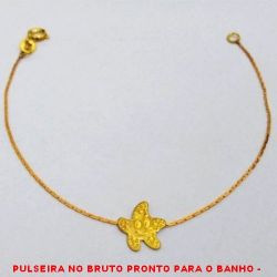 PULSEIRA NO BRUTO PRONTO PARA O BANHO -  PULSEIRA FEMININA COM CORRENTE (L11)  IMPORTADA COM ESTRELA DO MAR - TAMANHO: 18,0CM - PESO:0,9GR - BRU3054