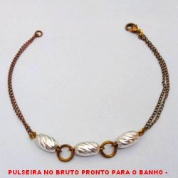 PULSEIRA NO BRUTO PRONTO PARA O BANHO -  PULSEIRA FEMININA COM CONECTORES  DIAMANTADOS - TAMANHO:20,2CM - PESO:3,1GR -  BRU1291