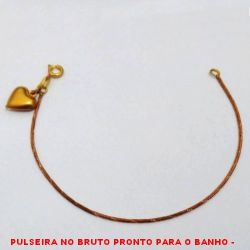 PULSEIRA NO BRUTO PRONTO PARA O BANHO -  PULSEIRA FEMININA COM CORRENTE RABO DE  RATO E PENDURICALHO DE CORAÇÃO - TAMANHO: 17,6CM - PESO:1,9GR - BRU0606