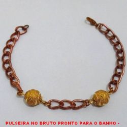 PULSEIRA NO BRUTO PRONTO PARA O BANHO -  PULSEIRA FEMININA COM BOLAS DIAMANTADAS  DE 9MM - LARGURA:6MM - TAMANHO:22,0CM -  PESO:5,1GR - BRU4048
