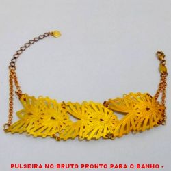 PULSEIRA NO BRUTO PRONTO PARA O BANHO -  PULSEIRA FEMININA COM CORRENTE ELLO  PORTUGUES+EXTENSOR E CONECTORES VAZADOS -  TAMANHO:18,5CM - PESO:5,9GR - BRU3177