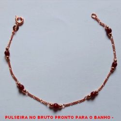 PULSEIRA NO BRUTO PRONTO PARA O BANHO -  PULSEIRA FEMININA COM BOLINHAS DE 2MM E  MIÇANGAS DE 3MM - TAMANHO:19,0CM - PESO: 1,5GR - BRU4301