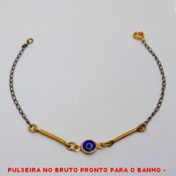 PULSEIRA NO BRUTO PRONTO PARA O BANHO -  PULSEIRA FEMININA COM OLHO GREGO - TAMANHO: 18,5CM - PESO:1,2GR - BRU4274