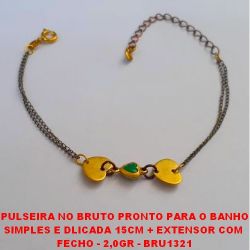 PULSEIRA NO BRUTO PRONTO PARA O BANHO SIMPLES E DLICADA 15CM + EXTENSOR COM  FECHO - 2,0GR - BRU1321