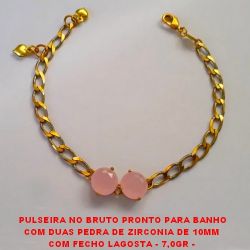 PULSEIRA NO BRUTO PRONTO PARA BANHO COM DUAS PEDRA DE ZIRCONIA DE 10X10MM(188)  COM FECHO LAGOSTA - 7,0GR -  BRU2596