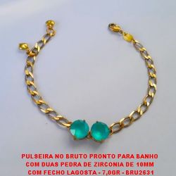 PULSEIRA NO BRUTO PRONTO PARA BANHO  COM DUAS PEDRA DE ZIRCONIA DE 10X10MM (188)COM FECHO LAGOSTA - 7,0GR - BRU2631