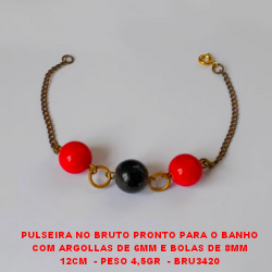 PULSEIRA NO BRUTO PRONTO PARA O BANHO COM ARGOLLAS DE 6MM E BOLAS DE 8MM 12CM  - PESO 4,5GR  - BRU3420