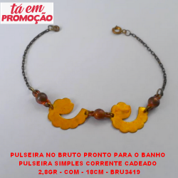 PULSEIRA NO BRUTO PRONTO PARA O BANHO  PULSEIRA SIMPLES CORRENTE CADEADO  2,8GR - COM - 18CM - BRU3419