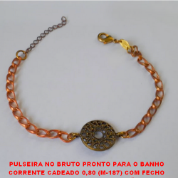 PULSEIRA NO BRUTO PRONTO PARA O BANHO CORRENTE CADEADO 0,80 (M-187) COM FECHO LAGOSTA ENTREMEIO EM ALTA FUSÃO - 18CM +EXTENSOR - 5,6GR - BRU0617