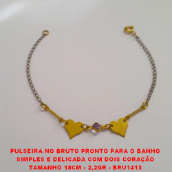 PULSEIRA NO BRUTO PRONTO PARA O BANHO SIMPLES E DELICADA COM DOIS CORAÇÃO TAMANHO 18CM - 2,2GR - BRU1413