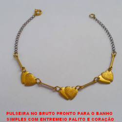 PULSEIRA NO BRUTO PRONTO PARA O BANHO  SIMPLES COM ENTREMEIO PALITO E CORAÇÃO TAMANHO 18CM  - PESO 1,7GR - BRU0789