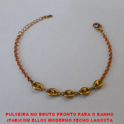 PULSEIRA NO BRUTO PRONTO PARA O BANHO (FAB)COM ELLOS MODERNO FECHO LAGOSTA 18CM+EXTENSOR  - PESO 3,2GR  - BRU1341
