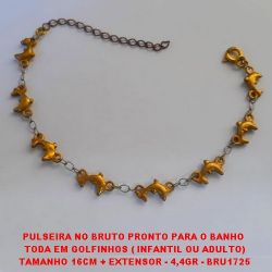 PULSEIRA NO BRUTO PRONTO PARA O BANHO  TODA EM GOLFINHOS ( INFANTIL OU ADULTO) TAMANHO 16CM + EXTENSOR - 4,4GR - BRU1725