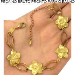 PULSEIRA NO BRUTO PRONTO PARA O BANHO JÁ NO COBRE EM FORMA DE FLOR TAMANHO APROXIMADO:20.5CM+EXTENSOR 6,9GR REF:BRU1059