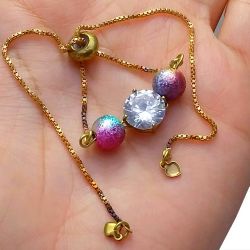 Pulseira No Bruto Pronto Para Banho Com Pedra de Zircônia Regulavel Peso: 4 gramas REF: BRU896