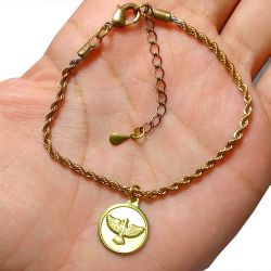 Pulseira No Bruto Pronto Para Banho Com Cordão Baiano Pingente Espirito Santo Tamanho Aproximado: 19,0cm Extensor: 5,0cm Peso: 4,0 gramas REF: BRU0984